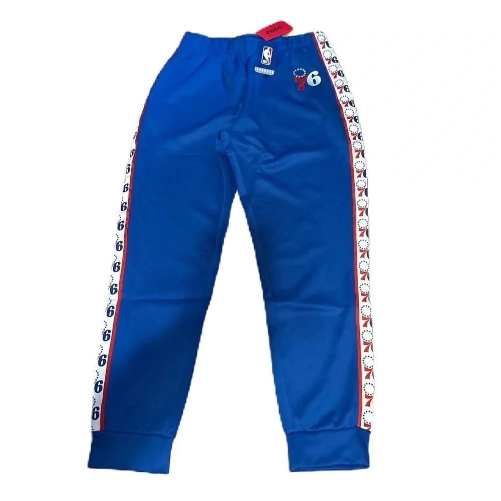 Philadelphia 76ers Men's Track Sweat Pants NEW Sz Large Blue Red Basketball
